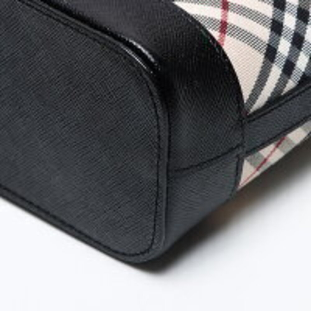 Burberry Nova Check Leather Shoulder Bag Beige Black - Picture 7 of 13